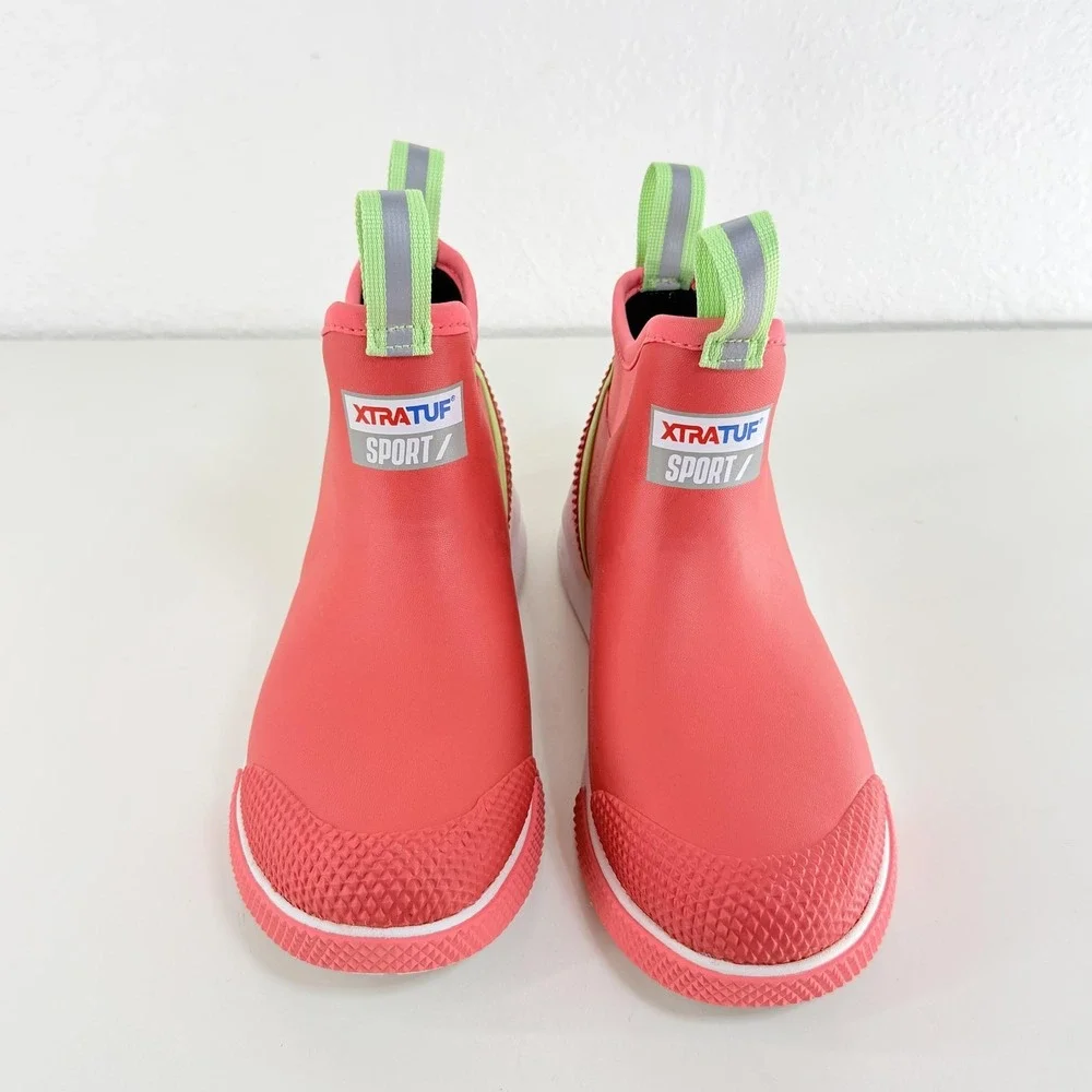 Xtratuf Ankle Deck Boots Sport Womens Size 9 Pink Waterproof Pull On Rain